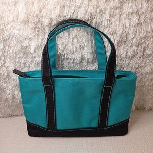 Mini Turquoise Canvas Cosmetic Tote Carry Bag